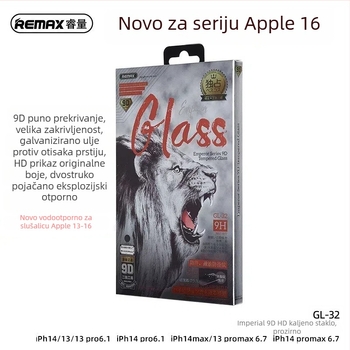 REMAX Emperor 9D kaljeno staklo zaštita zaslona s funkcijom privatnosti za iPhone 14/15/16 seriju, ultra zakrivljeni rub, 0.33 mm