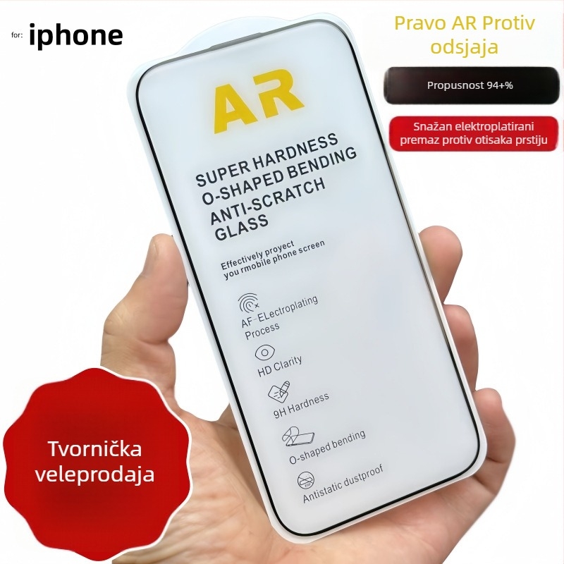 Film zaštitnog stakla s AR premazom za iPhone 13 Pro do iPhone 16 Pro Max – HD, otporan na otiske prstiju, cijeli zaslon