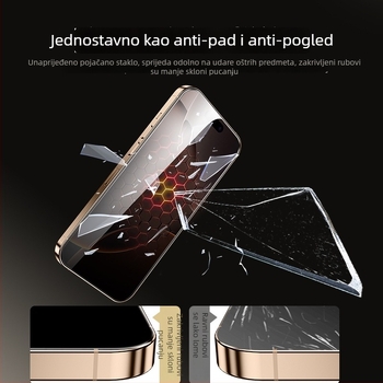 Kaljeno staklo zaštitno za ekran s zaštitom privatnosti za iPhone 17, cijeloplošno pokrivanje, otporno na udarce, otporan na otiske prstiju