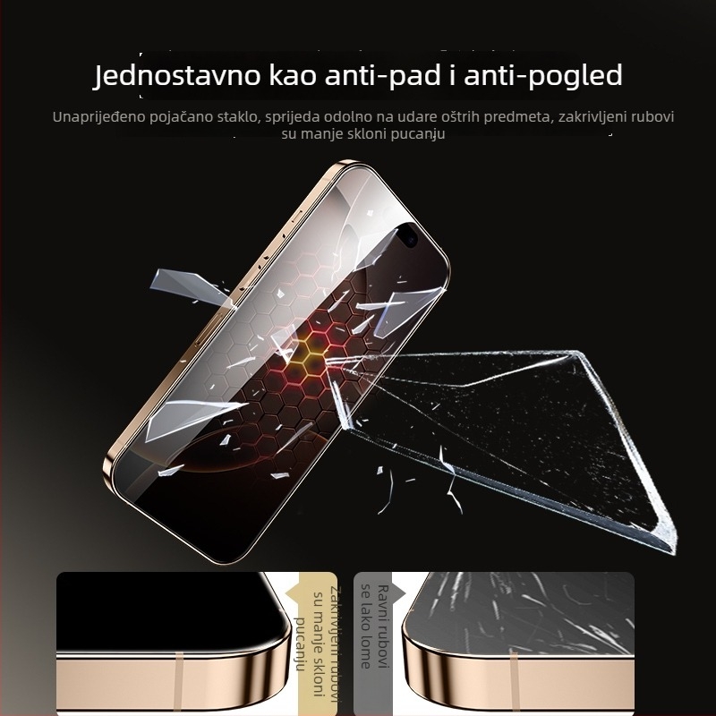 Kaljeno staklo zaštitno za ekran s zaštitom privatnosti za iPhone 17, cijeloplošno pokrivanje, otporno na udarce, otporan na otiske prstiju