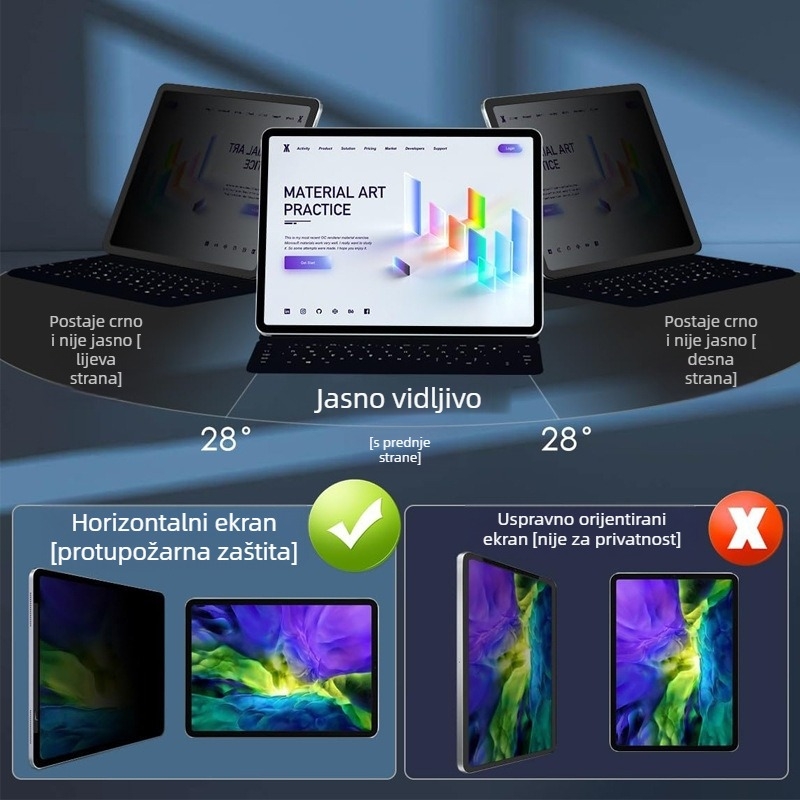 Papirnati zaštitni film za zaslon s nano adsorpcijom Gen 4, mat, anti-prstni otisci, anti-špijun, anti-plava svjetlost (PET film; kompatibilno s iPad Pro 11, iPad Air 10.9 i Huawei)