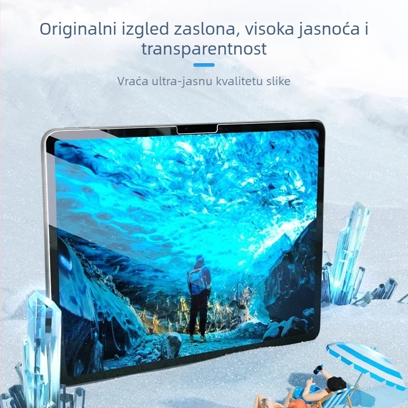 Zaštitno staklo za iPad – kaljeno staklo, prednja folija nalik papir, magnetsko pričvršćivanje, HD anti-otiska prstiju