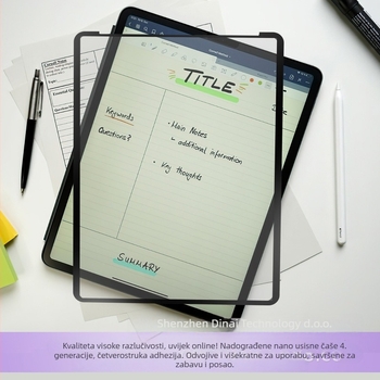 PET prednji film za tablete – mat, otporan na prašinu, otporan na otiske prstiju; kompatibilan s Apple iPad, Huawei MatePad