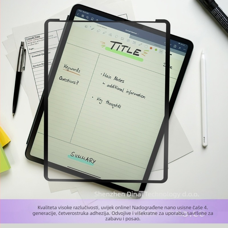 PET prednji film za tablete – mat, otporan na prašinu, otporan na otiske prstiju; kompatibilan s Apple iPad, Huawei MatePad