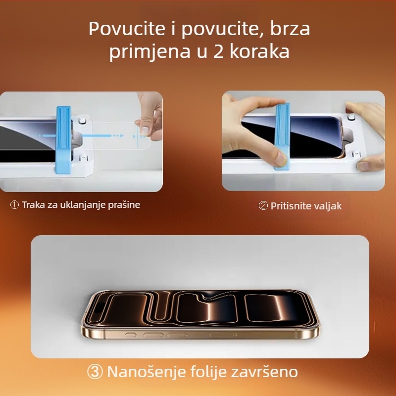 3D toplinski savijeno staklo s potpuno ljepilom za iPhone 17 Pro Max, kompatibilno s iPhone 16Pm/15, bez prašine nanošenje u nekoliko sekundi