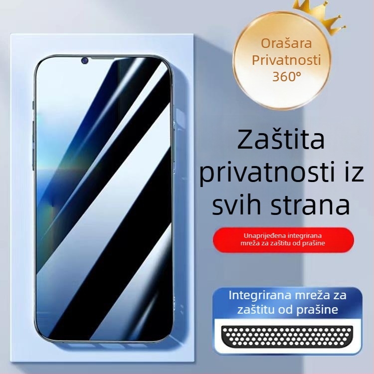 Staklena zaštita zaslona za iPhone 12 s zaštitom privatnosti, anti-peep, zaštita od plavog svjetla, otisci prstiju otporna, kompletna 360° zaštita