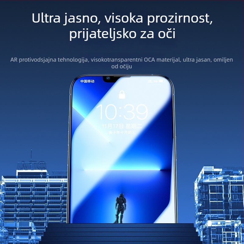Staklena zaštita zaslona za iPhone 12 s zaštitom privatnosti, anti-peep, zaštita od plavog svjetla, otisci prstiju otporna, kompletna 360° zaštita