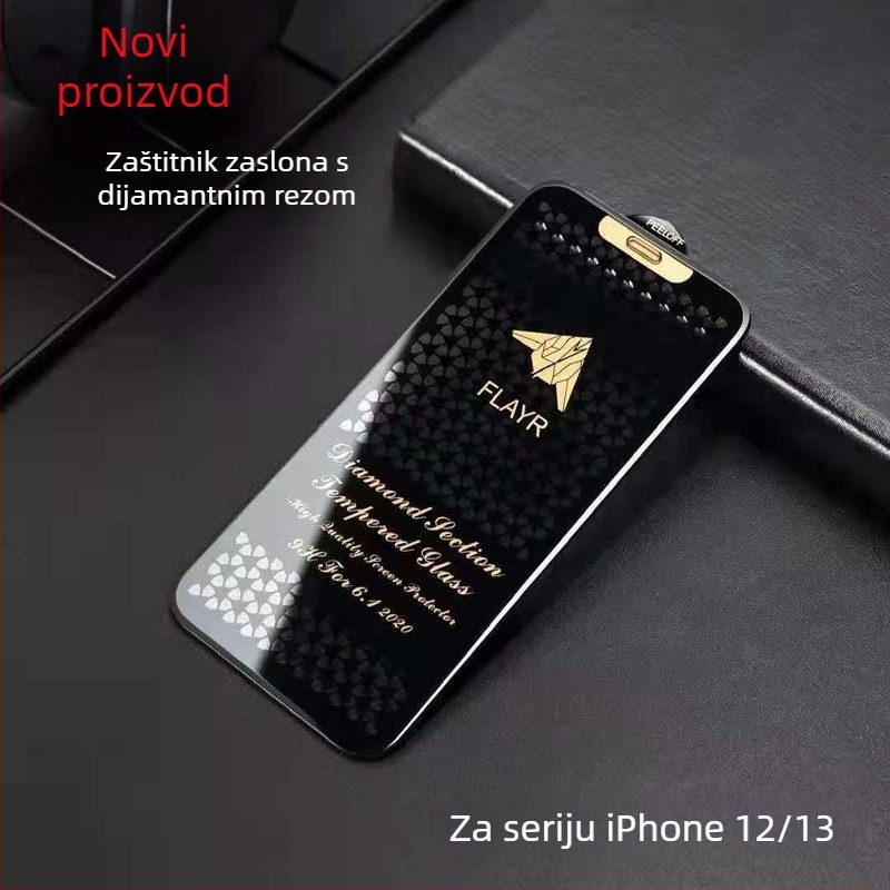 Diamantno fasetirano staklo zaštita zaslona za iPhone 14 Pro Max — prednja, ogledalo, HD, anti-fingerprint
