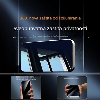 Zaštitno staklo s zaštitom privatnosti za iPhone 15/16 i iPhone 14/13 Pro Max – 360° privatnost