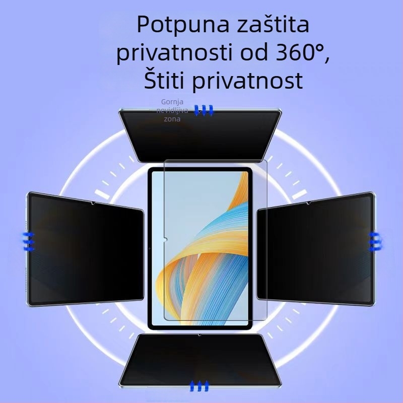 Zaštitnik zaslona s privatnosti za iPad Pro 11 inča – kaljeno staklo, prednja membrana, 360° privatnost, HD, otporan na ogrebotine
