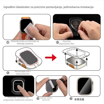 Staklena zaštita zaslona za Apple Watch Ultra 2 — prednja membrana, HD jasnoća, anti otisci prstiju, otporna na pad, potpuno prekrivanje zaslona