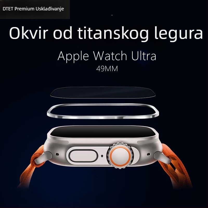 Zaštitni okvir za Apple Watch Ultra od titanijskog legura s kaljenim staklom Top Sticker