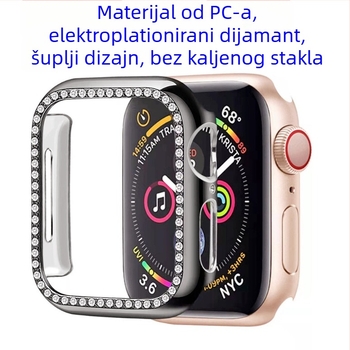 Kutija za Apple Watch s dijamantno ukrašenim kućištem i šupljim zaštitnim kućištem, kompatibilno sa S10/S11, dizajn jedne i dviju redova, kaljeno staklo, puna membrana, strojna obrada