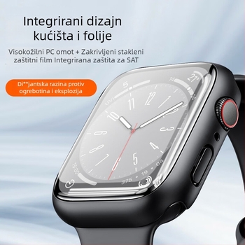 Kućište za Apple Watch S9 s zakrivljenom površinom, kompatibilno s Apple Watch S10, integrirana staklena zaštita s folijom