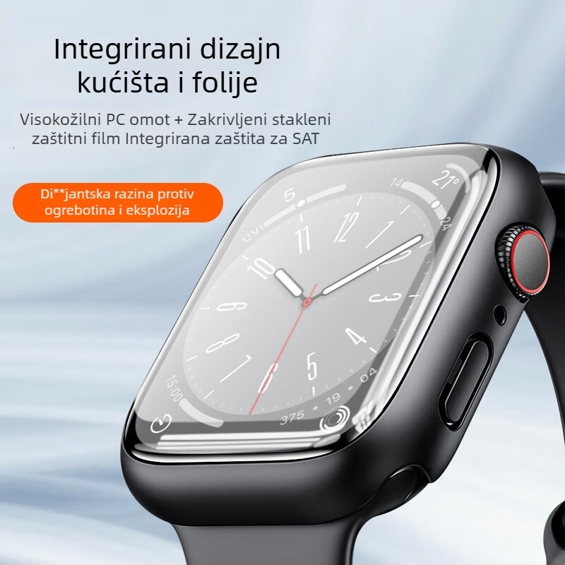 Kućište za Apple Watch S9 s zakrivljenom površinom, kompatibilno s Apple Watch S10, integrirana staklena zaštita s folijom