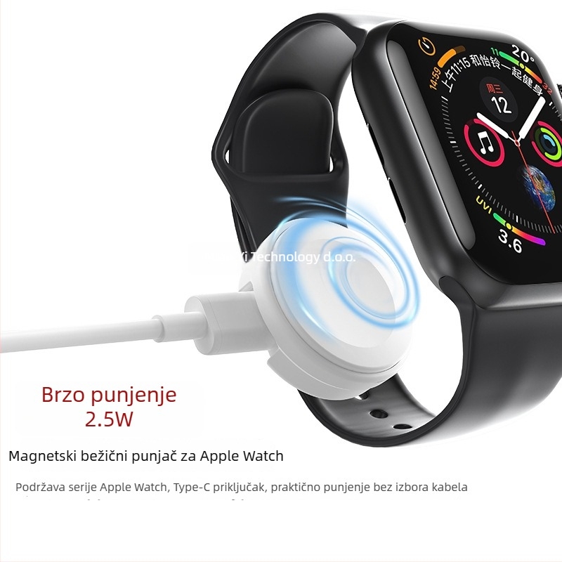 6-u-1 proširivi kabel za brzo punjenje s bežičnim punjenjem za Apple Watch, USB-C i Lightning, teleskopskog dizajna