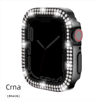 Futrola za Apple Watch s elektroplatiniranim dijamantima, dvostruki red dijamanta, PC konstrukcija, kompatibilno sa Series 7