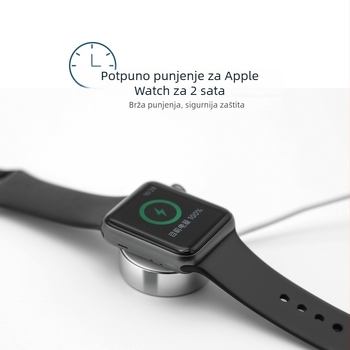 Magnetični bežični punjač za Apple Watch, MFi certificiran, kućište od aluminijske legure, izuzetno tanak, brzo punjenje 5W (QC2.0)