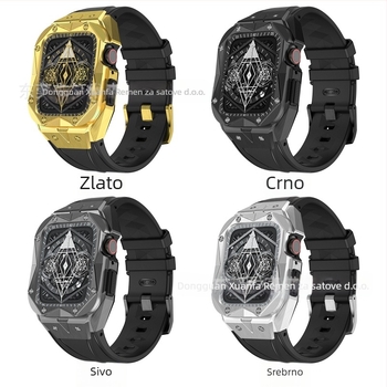 Zaštitno kućište od nehrđajućeg čelika s integriranom trakom za Apple Watch, kompatibilan s 45678SE; težina 76 g.