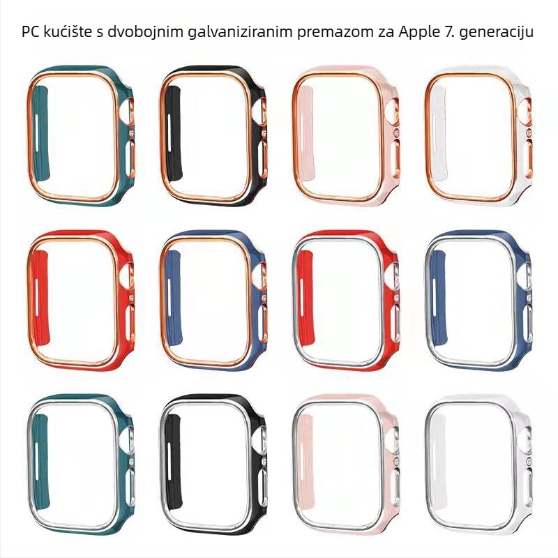 Za Apple Watch 41/45mm, serija 6–8, dvobojni PC kućište s izrezbarenim šupljim dizajnom i elektroplatiranim okvirom