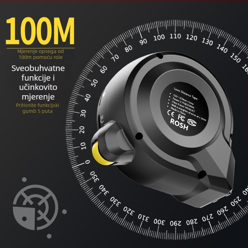 Laserska mjeračka traka 3u1 s IR digitalnim zaslonom, domet 40 m