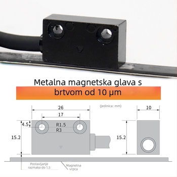 Integrirani magnetski elektronički mjerač za stroj za rezanje aluminijskih vrata i prozora, model M503/LP02/M503L, raspon 0–50000 mm, točnost ±0,1 mm, kompatibilan s MS50