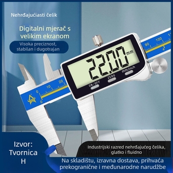 Elektronički digitalni mjerni kaliper Type a15, Orient, raspon mjerenja 0-150/200/300 mm, rezolucija 0,01 mm, točnost ±0,02 mm, kućište od nehrđajućeg čelika s plastičnim poklopcem, metričko/palac konverzija, prilagodljiv.