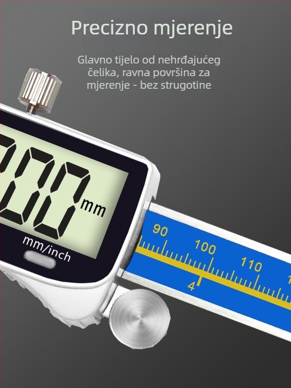 Elektronički digitalni mjerni kaliper Type a15, Orient, raspon mjerenja 0-150/200/300 mm, rezolucija 0,01 mm, točnost ±0,02 mm, kućište od nehrđajućeg čelika s plastičnim poklopcem, metričko/palac konverzija, prilagodljiv.