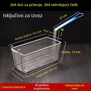 Električna friteza s košem za kontrolu ulja, četverokutni filter ulja i gusta mreža za prženje – metalna konstrukcija