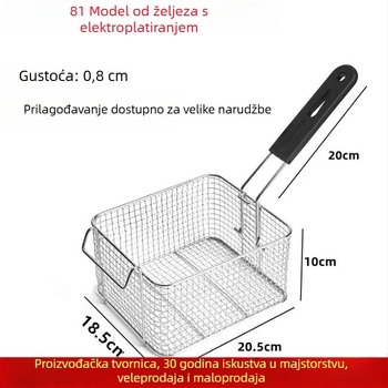 Električna friteza s košem za kontrolu ulja, četverokutni filter ulja i gusta mreža za prženje – metalna konstrukcija
