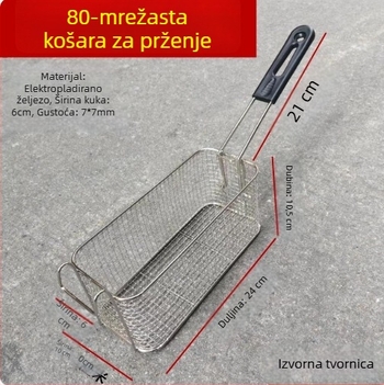 Električna friteza s košem za kontrolu ulja, četverokutni filter ulja i gusta mreža za prženje – metalna konstrukcija