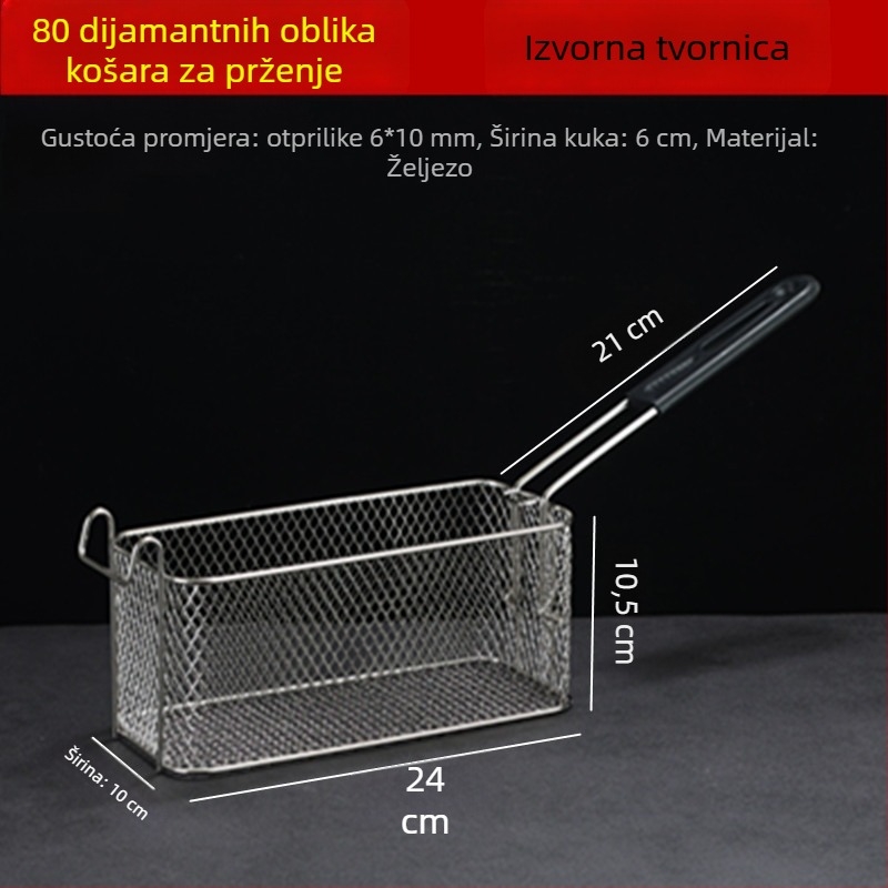 Električna friteza s košem za kontrolu ulja, četverokutni filter ulja i gusta mreža za prženje – metalna konstrukcija