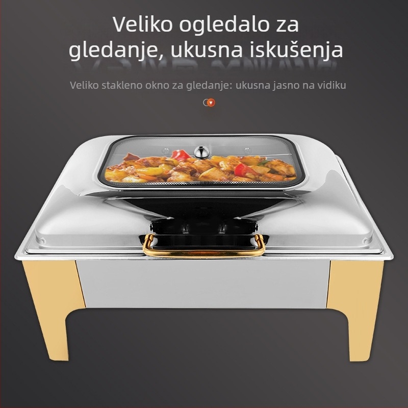 Belinda nehrđajući čelik bufet peć s hidrauličnim prozirnim poklopcem, personalizacija dostupna, zadržava toplinu, za hotele i restorane