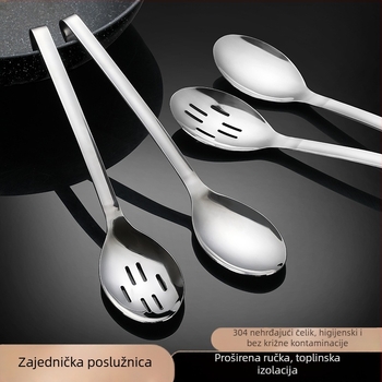 Žlica za bufet od nehrđajućeg čelika s ugrađenim cedilom i laser graviranim logotipom