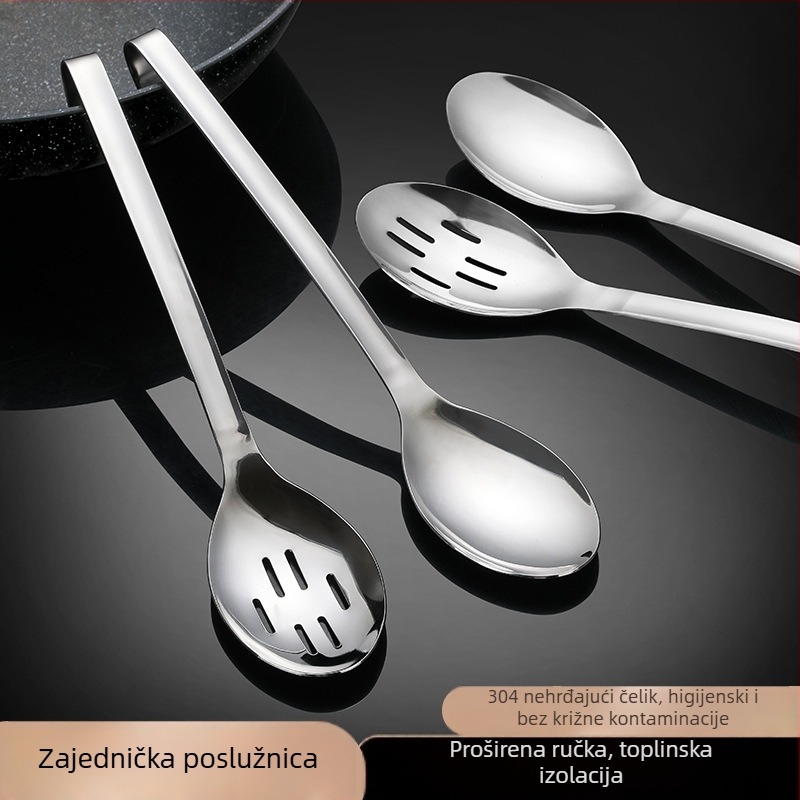 Žlica za bufet od nehrđajućeg čelika s ugrađenim cedilom i laser graviranim logotipom