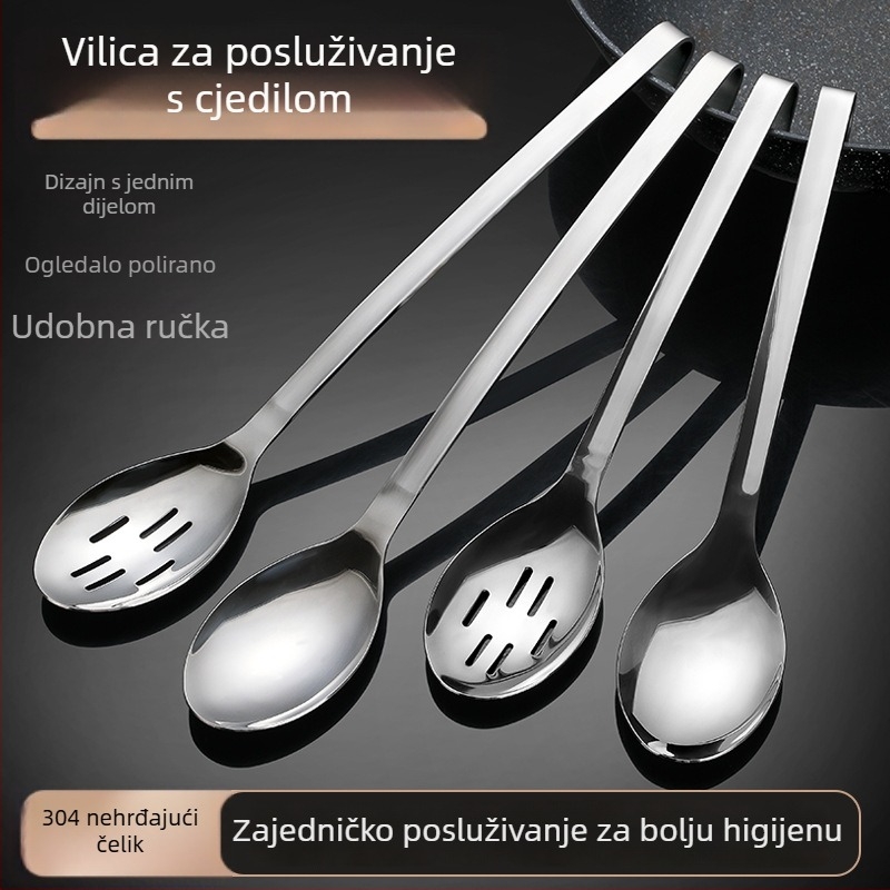 Žlica za bufet od nehrđajućeg čelika s ugrađenim cedilom i laser graviranim logotipom