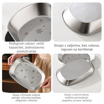 Kvadratni tanjur od 304 nehrđajućeg čelika, duboki tanjur, razni uzorci, elektroplatirani površinski sloj, mogućnost logotipa