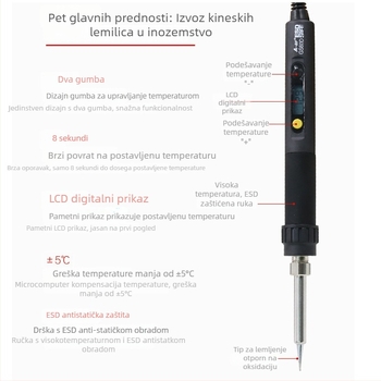A-bf 60W Stanica za lemljenje s digitalnim prikazom i kontrolom temperature, 1 vrh, 220V