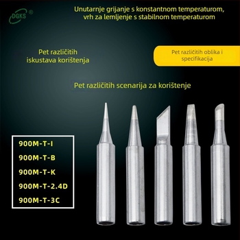 Vrhovi za lemljenje iz serije 900M — čisto bakreno, unutarnje grijanje, kompatibilni s 936 stanicom, set od 5 ili 12 komada