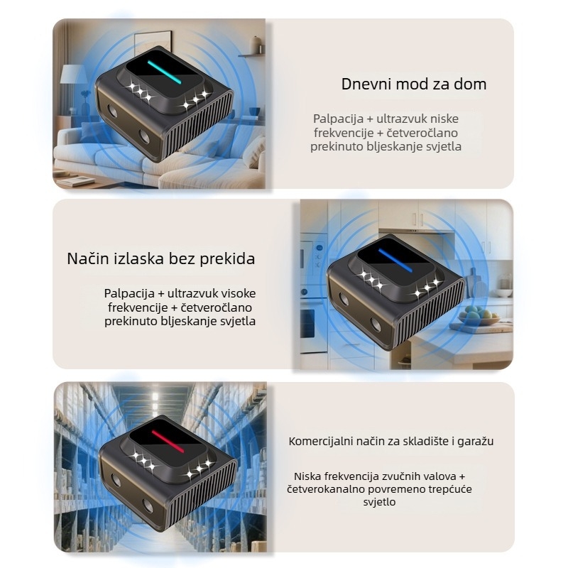 Ultrazvučni odvraćivač glodavaca i komaraca, model B02, 220V, 20–65 kHz, 15W