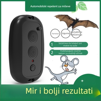 JL-213 Automobilom montirani prilagodljivi ultrazvučni odgonič miševa, 12V, 1–3W, ABS kućište