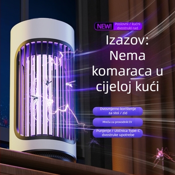 Kailiya Lampa za ubijanje komaraca s ugrađenom baterijom – stolna ili zidna instalacija, do 10 m², vrijeme punjenja 1–3 sata, električni šok