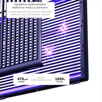 Prijenosna UV lampa za komarce, stolna ili za zidnu montažu, punjiva, električna zamka s fotokatalitičkom lampom za muhe, ABS kućište, 272×212×38.5 mm, mreža 1800V, za 11–20 m²