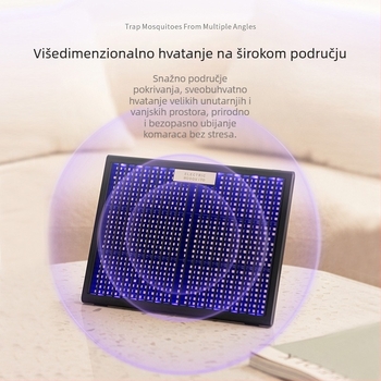 Prijenosna UV lampa za komarce, stolna ili za zidnu montažu, punjiva, električna zamka s fotokatalitičkom lampom za muhe, ABS kućište, 272×212×38.5 mm, mreža 1800V, za 11–20 m²