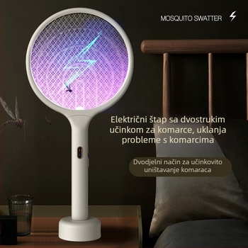 Električna raketa protiv komaraca | Model: 22 siva / 22 zlatna | Pokrivenost područja 20–50 m2 | Baterija 501–800 mAh | Način ubijanja: ručni električni šok