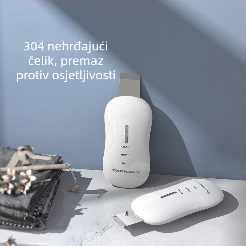 TOUCHBeauty ultrazvučni alat za njegu lica i čišćenje pora — prijenosno, vodootporno IPX8, ugrađena baterija 300–500 mAh