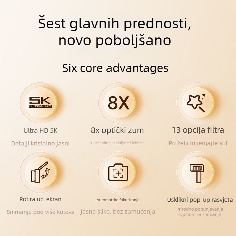 Nova CCD digitalna kamera, 12 MP senzor 1/2.7in, 8x optički zum, 3,0 inča dodirni zaslon, USB 3.0, elektronička stabilizacija slike