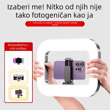 RGB LED kružno svjetlo – ručno prenosno svjetlo za livestream i fotografiranje, mekano svjetlo, ugrađena baterija, 5V, 10-50W, model YM-200rgb