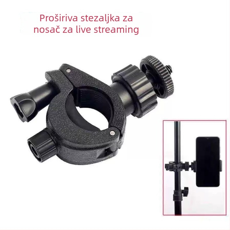 CUELY Proširivi klip za slot – univerzalni dvostruko-/višepozicijski klip za livestream i selfie na telefonu s stativom; ABS, nosivost 2–5 kg, težina 140 g