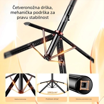 Selfie štapić s trojnožnim stativom za mobitel – nehrđajući čelik, univerzalno, sve-u-jednom, IBIS podrška, prijenosno